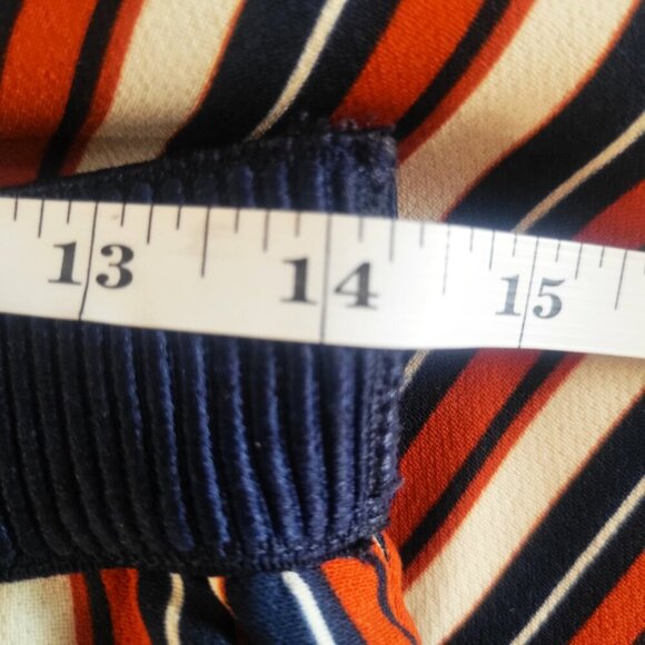 ZARA Women's Navy/Dk Orange/White Striped Cropped Wide Leg Flowy Pants - Size M - Picture 10 of 11
